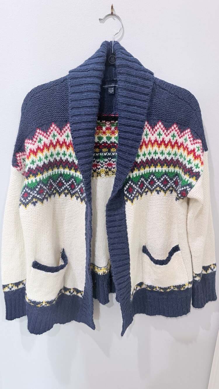 American Eagle Outfitters Fair Isle Shawl Collar Cardigan Sweater Medium